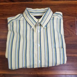 Roundtree & Yorke LS Yellow Blue Striped Dress Shirt Size 2X